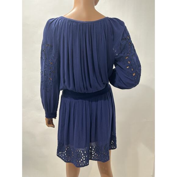 alice and olivia dress size 4 navy elastic waist %100 viscose - Picture 4 of 12